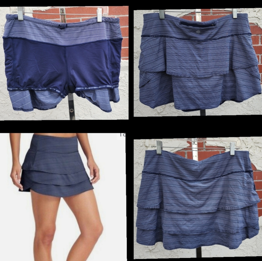 XL ATHLETA stripe swagger blue skort skirt with skorts tiered athletic skirt